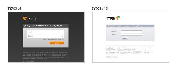 TYPO3 welcome screen